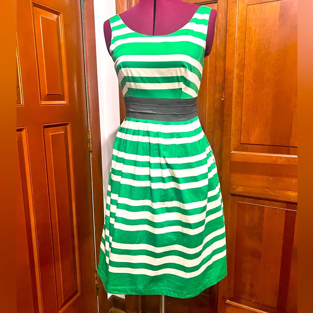 The Limited green and cream striped dress size 6